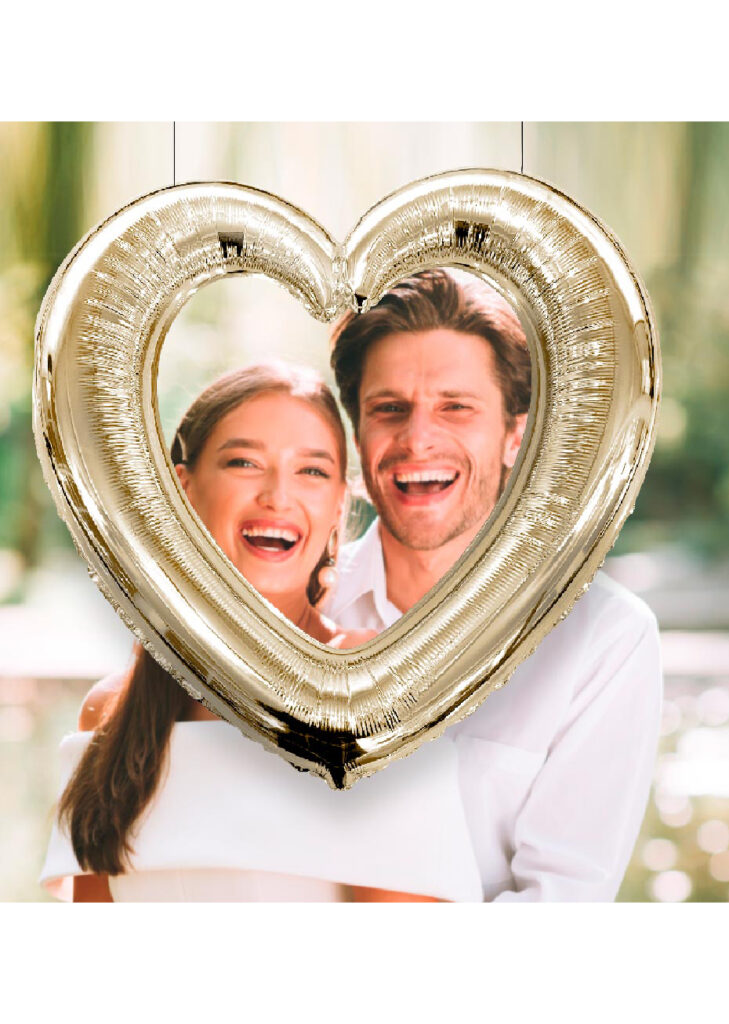 Cadre Photo Booth Coeur Doré – Cadre Gonflable