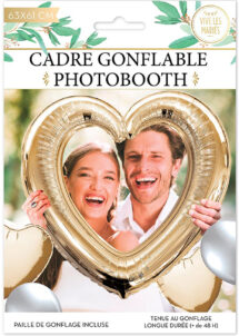 cadre gonflable, Photo Booth, cadre Photo Booth doré, coeur gonflable, cadre coeur doré