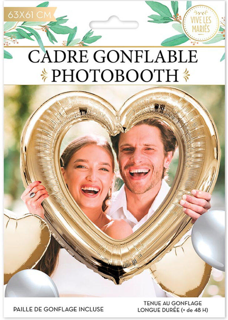 Cadre Photo Booth Coeur Doré – Cadre Gonflable