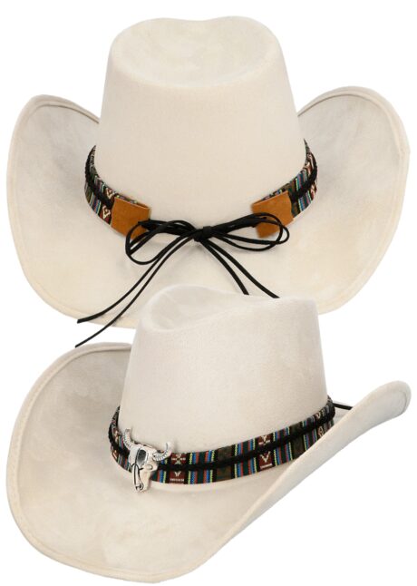 chapeau de cowboy, chapeau de cowboy blanc, Chapeau de Cowboy Django, Blanc Cassé