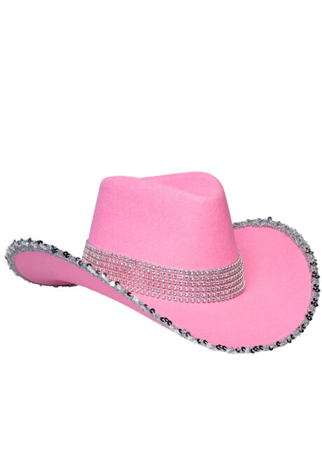 chapeau cowboy rose, chapeau cowboy paillettes, Chapeau de Cowboy Girls Party, Rose