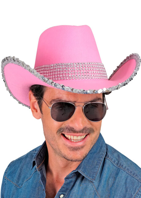chapeau cowboy rose, chapeau cowboy paillettes, Chapeau de Cowboy Girls Party, Rose