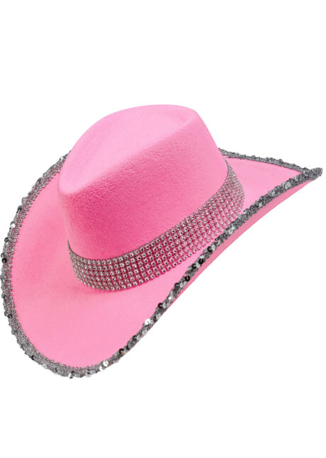 chapeau cowboy rose, chapeau cowboy paillettes, Chapeau de Cowboy Girls Party, Rose