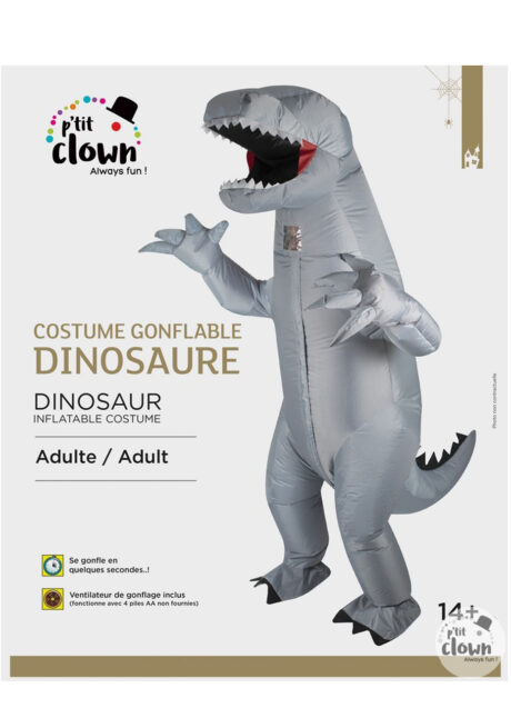 Costume T-Rex Gonflable Gris