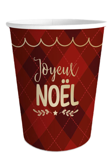 vaisselle jetable JOYEUX NOEL, gobelets JOYEUX NOEL, Vaisselle Joyeux Noël, Gobelets