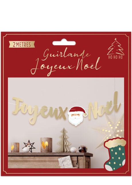 guirlande de Noël, guirlande joyeux Noël, Guirlande Joyeux Noël Dorée