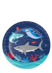 assiettes requins, assiettes anniversaires enfants, vaisselle jetable anniversaire enfants, Vaisselle Requins, Assiettes 18 cm