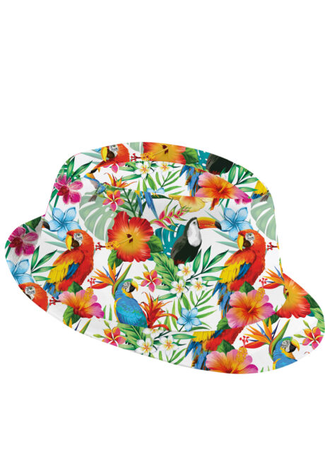 chapeau Hawaï, accessoire Hawaï, chapeau perroquets, Chapeau Tropical Perroquets