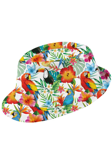 chapeau Hawaï, accessoire Hawaï, chapeau perroquets, Chapeau Tropical Perroquets