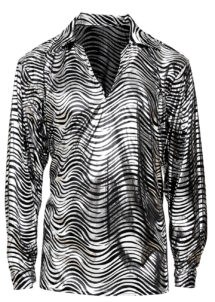 chemise disco, chemise argent, chemise années 80, déguisement disco, Chemise Disco Fever Argent