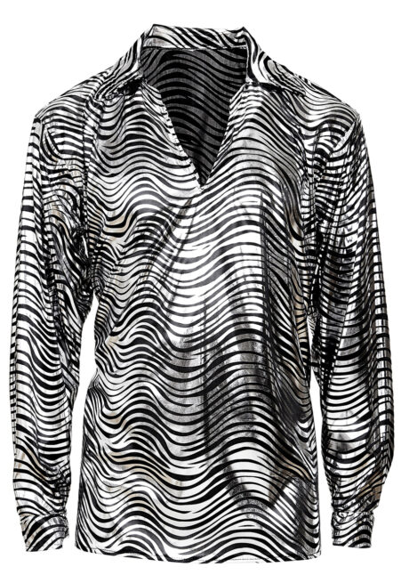 chemise disco, chemise argent, chemise années 80, déguisement disco, Chemise Disco Fever Argent