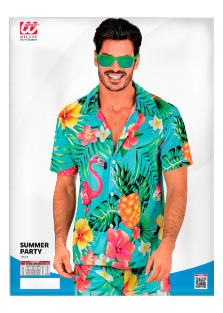 chemise hawaïenne, déguisement Hawaï, thème tropiques, chemise à fleurs, Chemise Hawaïenne et Tropicale, Flamants et Ananas