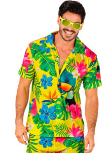 chemise hawaïenne, déguisement Hawaï, thème tropiques, chemise à fleurs, Chemise Hawaï et Tropiques, Toucan