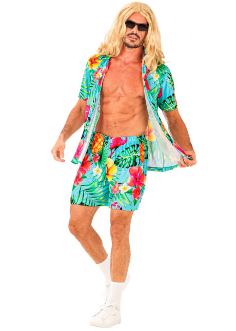 déguisement Hawaï, chemise hawaïenne, déguisement tropical homme, Chemise Hawaïenne et Tropicale, Flamant, + Short Assorti