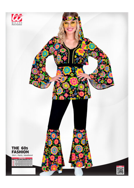 déguisement disco femme, costume disco femme, déguisement années 70, Déguisement Disco Hippie, Ensemble Groovy Flowers