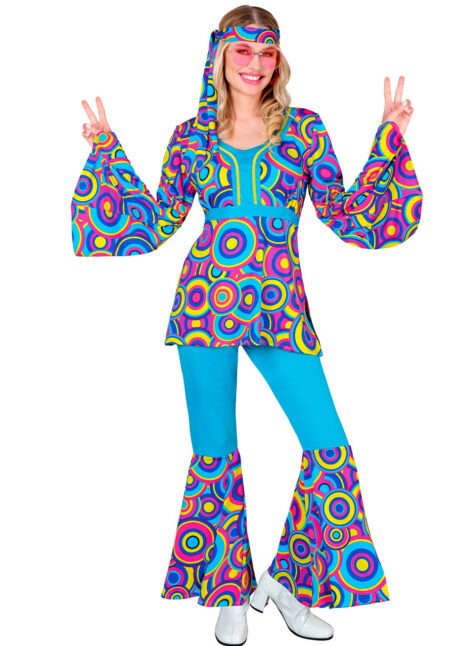 déguisement disco femme, costume disco femme, déguisement années 70, Déguisement Disco Hippie, Ensemble Groovy Bleu