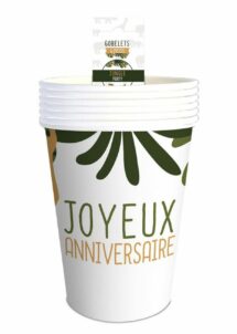 GOBELETS CARTON ANNIVERSAIRE JUNGLE, anniversaire thème jungle