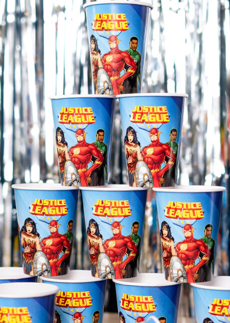 gobelets justice league, vaisselle super héros, vaisselle jetable anniversaire, Vaisselle Justice League, Gobelets 210 ml