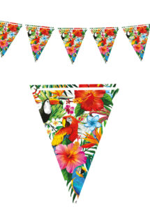 guirlande Hawaï, guirlande perroquets, guirlande fanions, décorations Hawaï, Guirlande Tropicale, Fanions