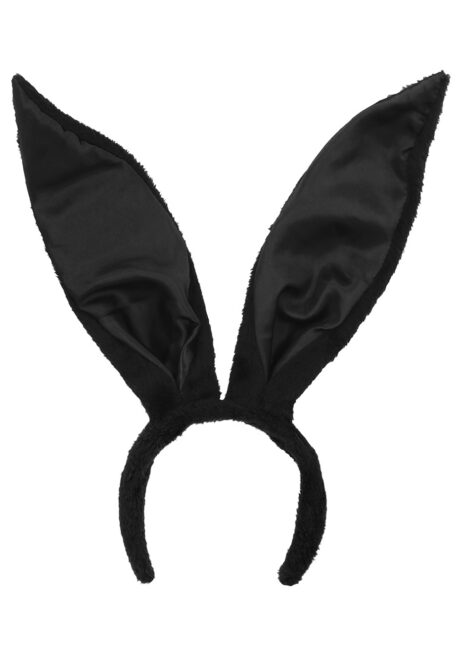 oreilles de lapin, serre tête oreilles de lapin, oreilles de lapin noir, Oreilles de Lapin, Fourrure et Satin Noir, XL
