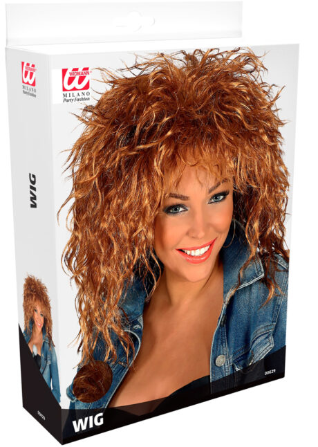perruque rock, perruque châtain, perruque Tina Turner, perruque années 80, Perruque Années 80, Tina Rock, Châtain