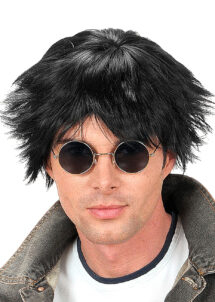 perruque noire, perruque courte, perruque homme