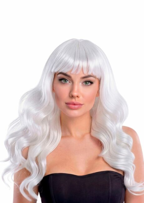 perruque blanche, perruque femme, perruque ange, perruque qualité supérieure, Perruque Bella Blanche – Longue à Frange