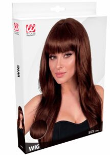 perruque châtain, perruque longue chatain, perruque frange châtain, perruque longue avec frange, Perruque Beautiful Châtain – Longue avec Frange