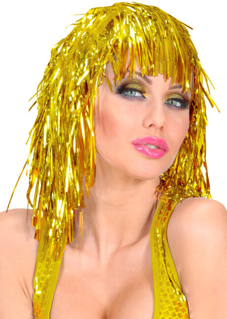 perruque lamé, perruque disco, perruque années 80, perruque futuriste, Perruque Lamée, Disco 80, Dorée