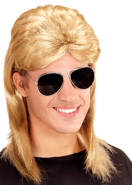 perruque blonde, perruque mulet, perruque disco, perruque années 80, Perruque Mulet 80, avec Lunettes, Blonde