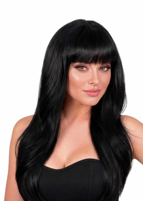 perruque noire longue frange, perruque longue noire à frange, perruque noire femme, Perruque Beautiful Noire – Longue avec Frange