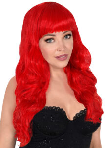 perruque rouge longue, perruque rouge, perruque femme