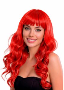 perruque longue rouge, perruque de diablesse, perruque lavable, perruque rouge femme