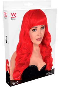 perruque rouge longue, perruque rouge, perruque femme