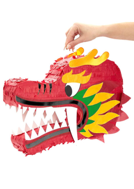pinata dragon, piniata nouvel an chinois, décoration nouvel an chinois, Pinata Dragon Rouge avec Flammes
