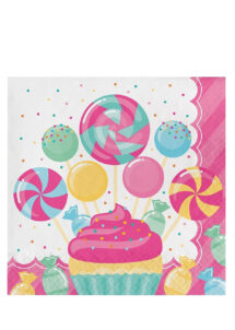 serviettes jetables anniversaire fille, serviettes Candy party, serviettes thème bonbons, Vaisselle Candy Party, Serviettes