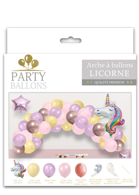 arche de ballons filles licornes, ballons licornes, ballons anniversaire fille, Arche Guirlande de Ballons, Licorne