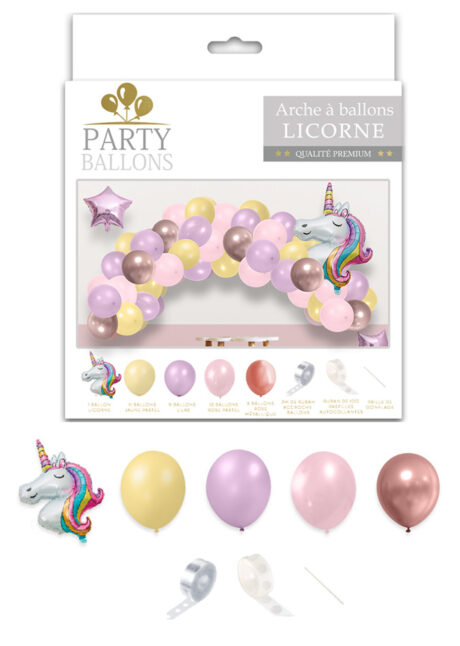 arche de ballons filles licornes, ballons licornes, ballons anniversaire fille, Arche Guirlande de Ballons, Licorne