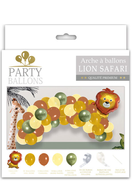 arche de ballons enfants, ballons lion, ballons animaux enfants, ballons anniversaire enfant, Arche Guirlande de Ballons, Lion Safari