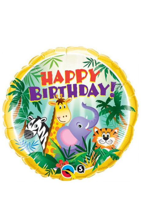 ballon anniversaire, ballons hélium, ballons enfants, anniversaires enfants, Ballon Anniversaire, Animaux Safari Happy Birthday, en Aluminium