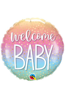 ballon baby shower, ballon hélium, ballon naissance, ballon révélation, ballon naissance, Ballon Baby Shower, Welcome Baby, Dégradé Pastel, en Aluminium