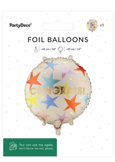 ballon congrats, ballon félicitations, ballon message, ballon hélium, Ballon Congrats Etoiles, en Aluminium
