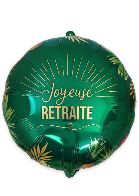 ballon retraite, ballon joyeuse retraite, ballon hélium retraite, décorations retraite, Ballon Joyeuse Retraite, Vert et Doré, en Aluminium