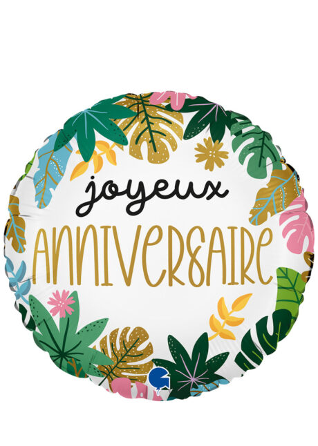 ballon anniversaire, ballon hélium, ballon anniversaire, Ballon Anniversaire Tropiques, en Aluminium