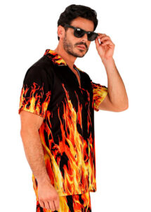 chemise flammes, déguisement flammes, déguisement feu, chemise diable, déguisement années 90