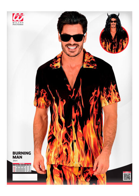 chemise flammes, déguisement flammes, déguisement feu, chemise diable, déguisement années 90, Chemise Flammes, Devil, Années 90