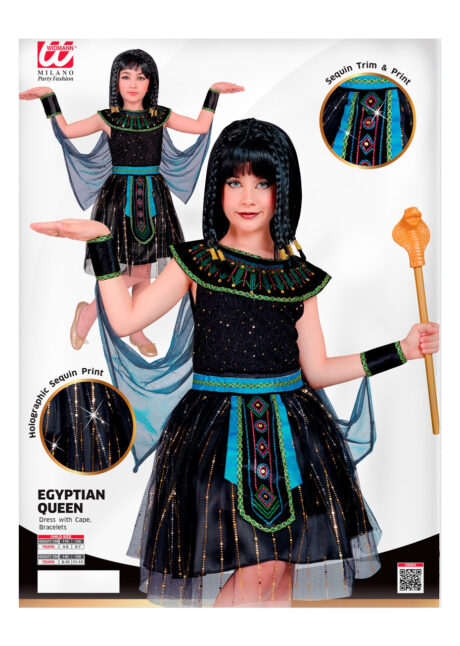 déguisement cleopatre fille, costume de cléopatre pour fille, déguisement égyptienne fille, Déguisement de Cléopatre, Scintillant Noir, Fille