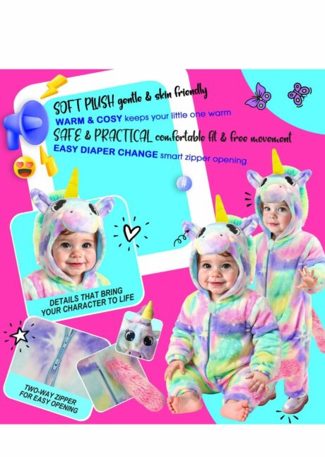 déguisement licorne bébé, costume de licorne pour bébé, déguisement bébé carnaval, Déguisement de Licorne Multicolore, Bébé