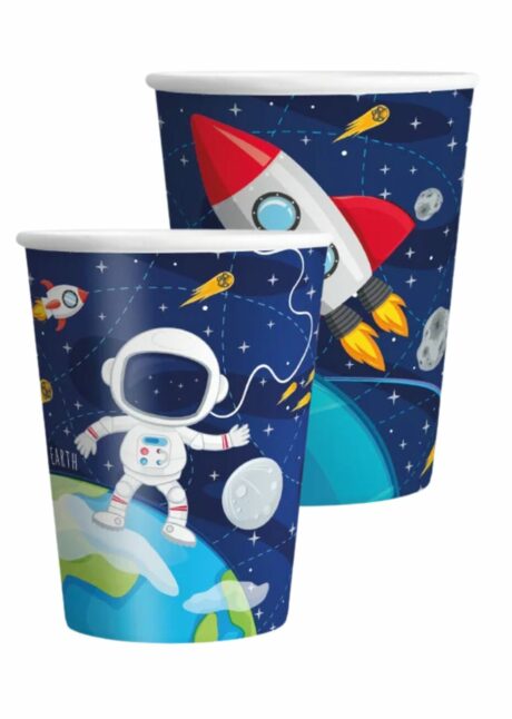gobelets anniversaire espace, anniversaire thème espace, gobelets en carton, Gobelets Anniversaire Thème Espace – 8 Planètes – 200 ml