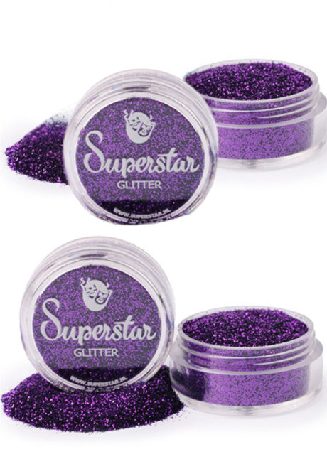 paillettes violettes visage, paillettes fines maquillage, Paillettes Violette, Poudre Libre Fine, Superstar